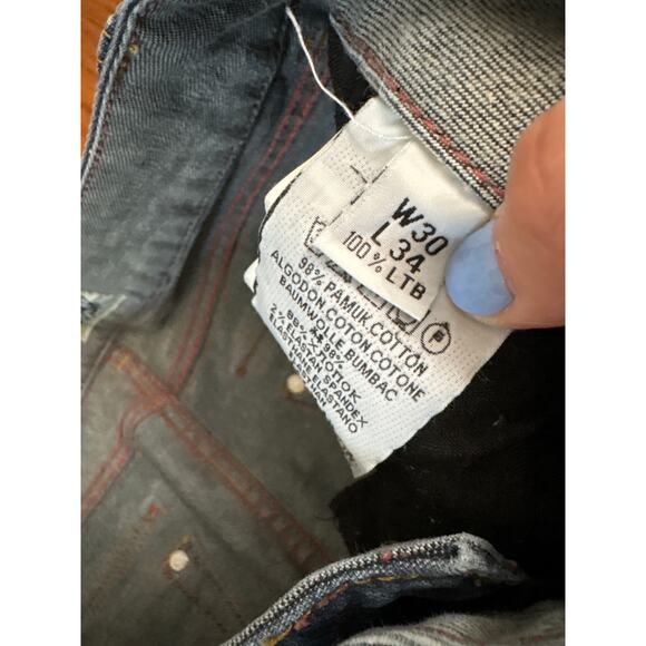 LTB 1948 Jeans Womens W30 L34 Dark Blue Whiskers Back Flap Pockets Low Rise - Picture 4 of 8